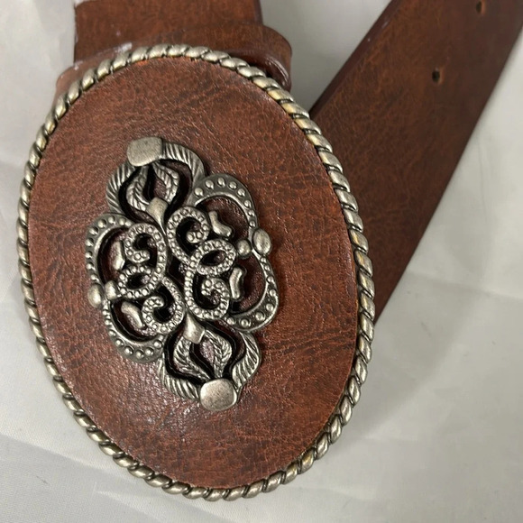 SIGNATURE Levi Strauss Boho Wide Western Belt Brown Vegan Leather Peg & Hole M/L - Picture 4 of 11